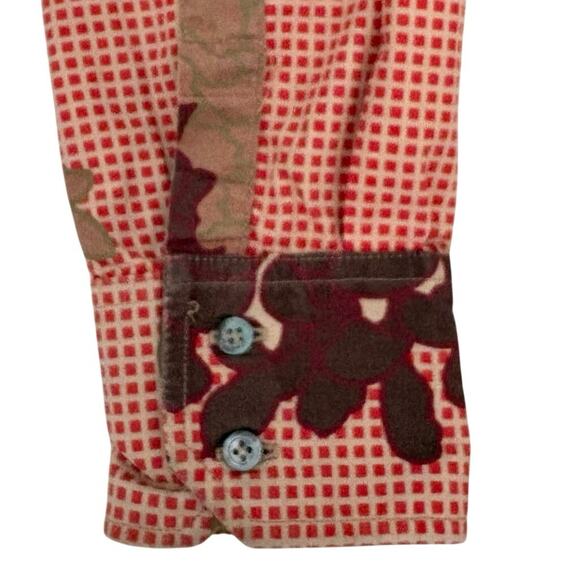 Paul & Joe Paris Abstract Floral Button Down Shirt Red Cotton Size US S Artsy - Picture 5 of 5
